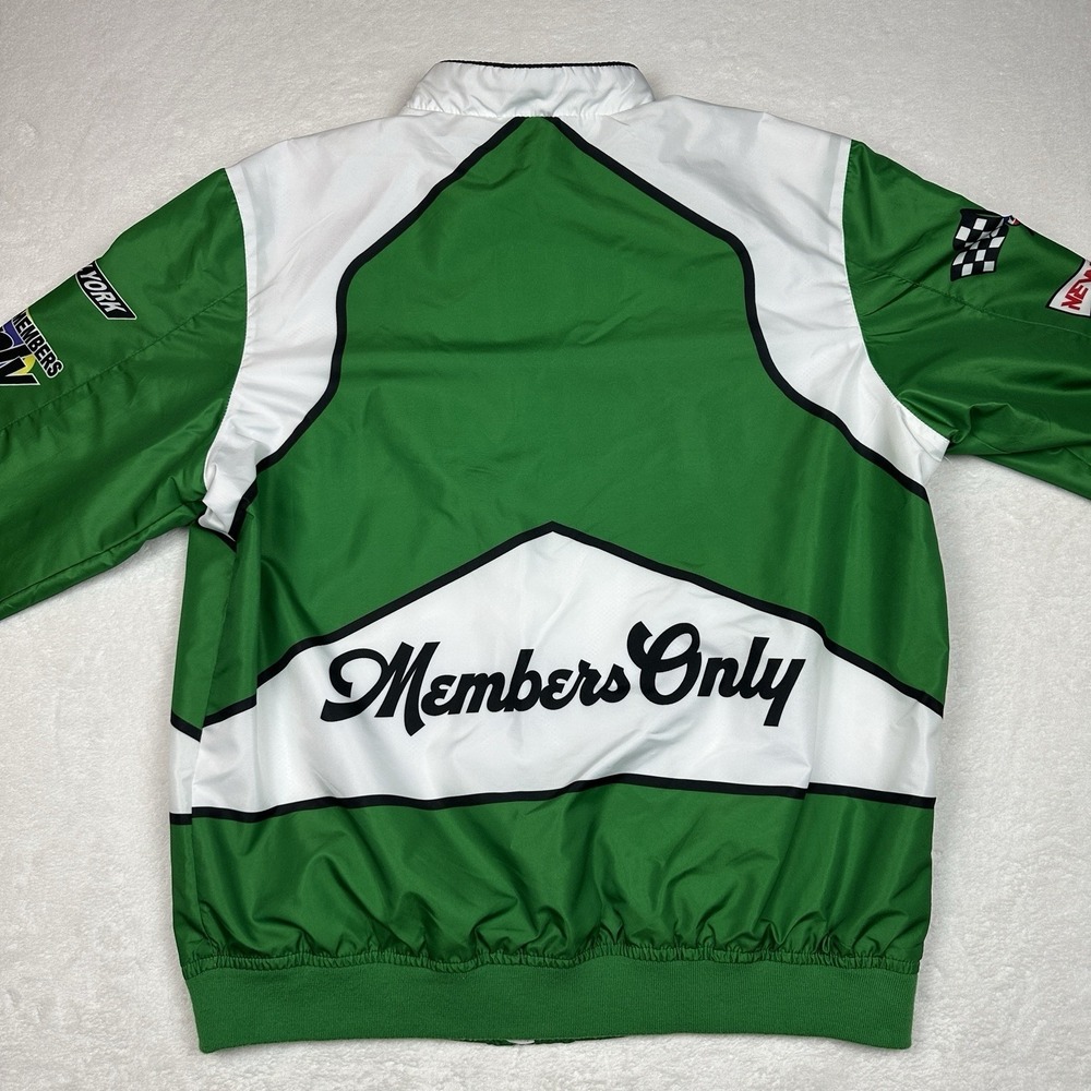 Members Only Sport Jacket Men's Large Green White MCMLXXV Racing Track Jacket - Picture 7 of 8